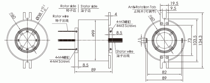 g038-12 disegno ad alta velocità eccellente dell'anello di contatto dell'anello di contatto di serie di serie G038-12 (Max Speed 5000RPM)