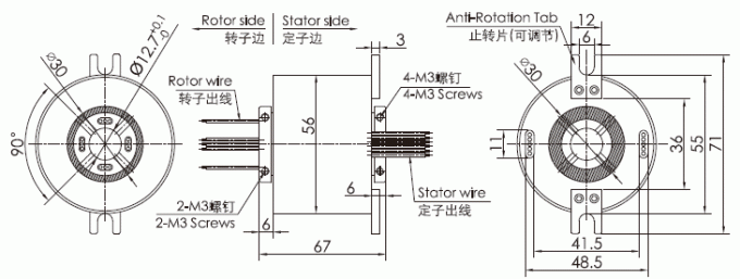g012-12 disegno ad alta velocità eccellente dell'anello di contatto dell'anello di contatto di serie di serie G012-12 (Max Speed 5000RPM)